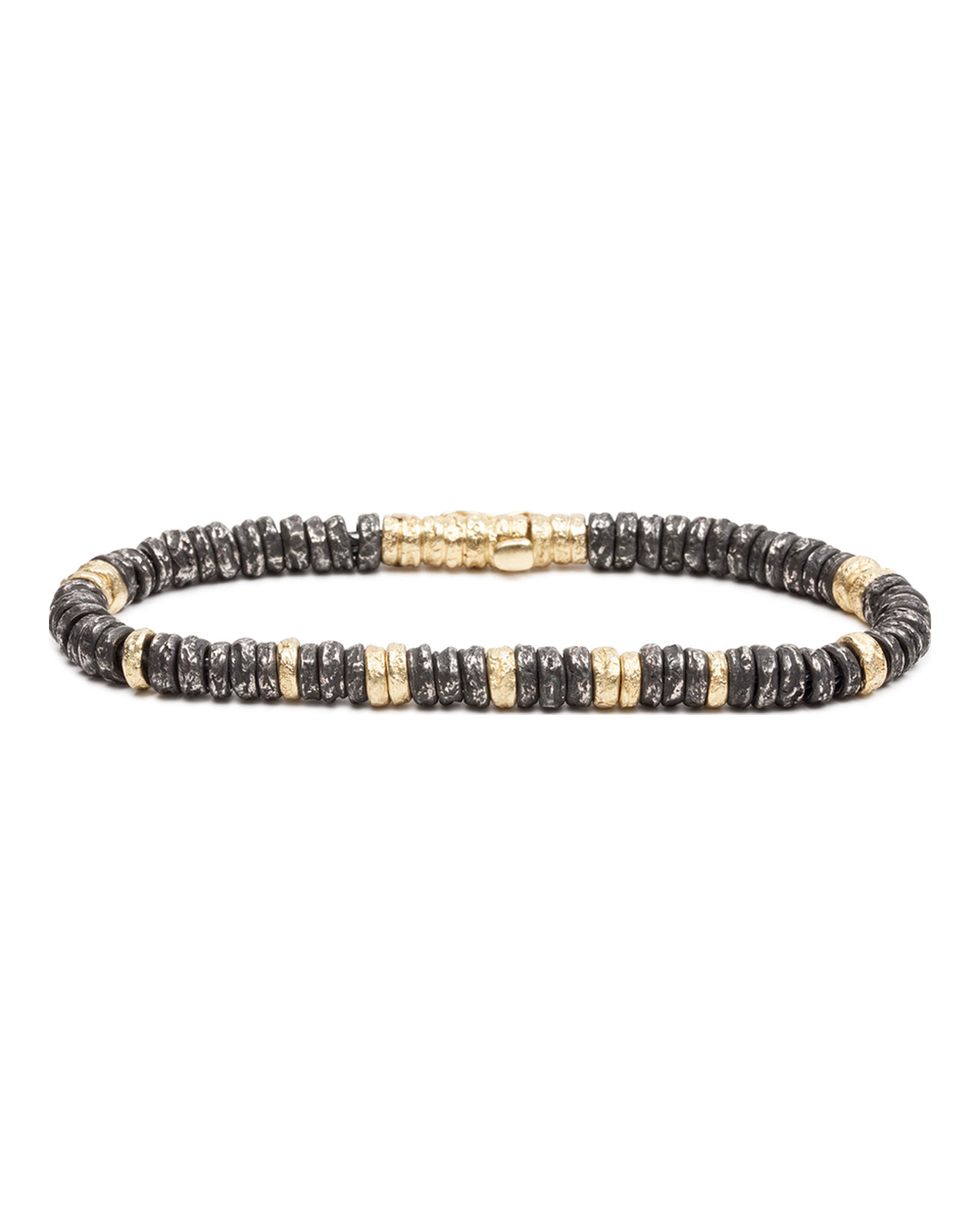 Old Nugget Eyelets Bracelet aus 925 Silber und 750 Gold - Goldschmiede Krack - Trauringe & Unikatschmuck aus Deidesheim