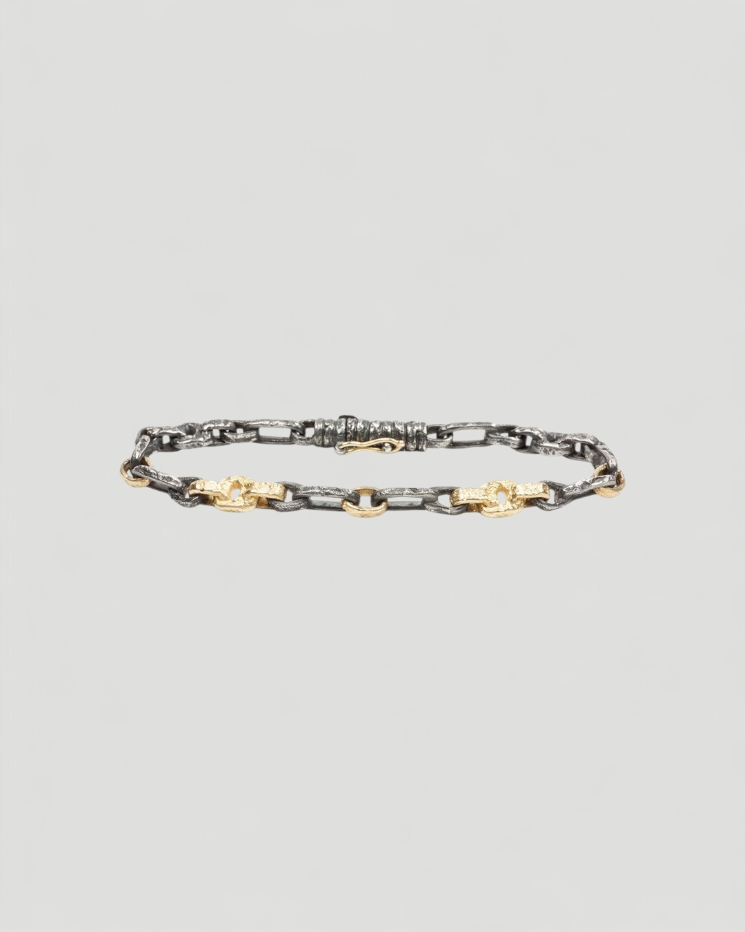 Bicolor Armband aus geschwärzten 925 Silber und 750 Gold - Goldschmiede Krack