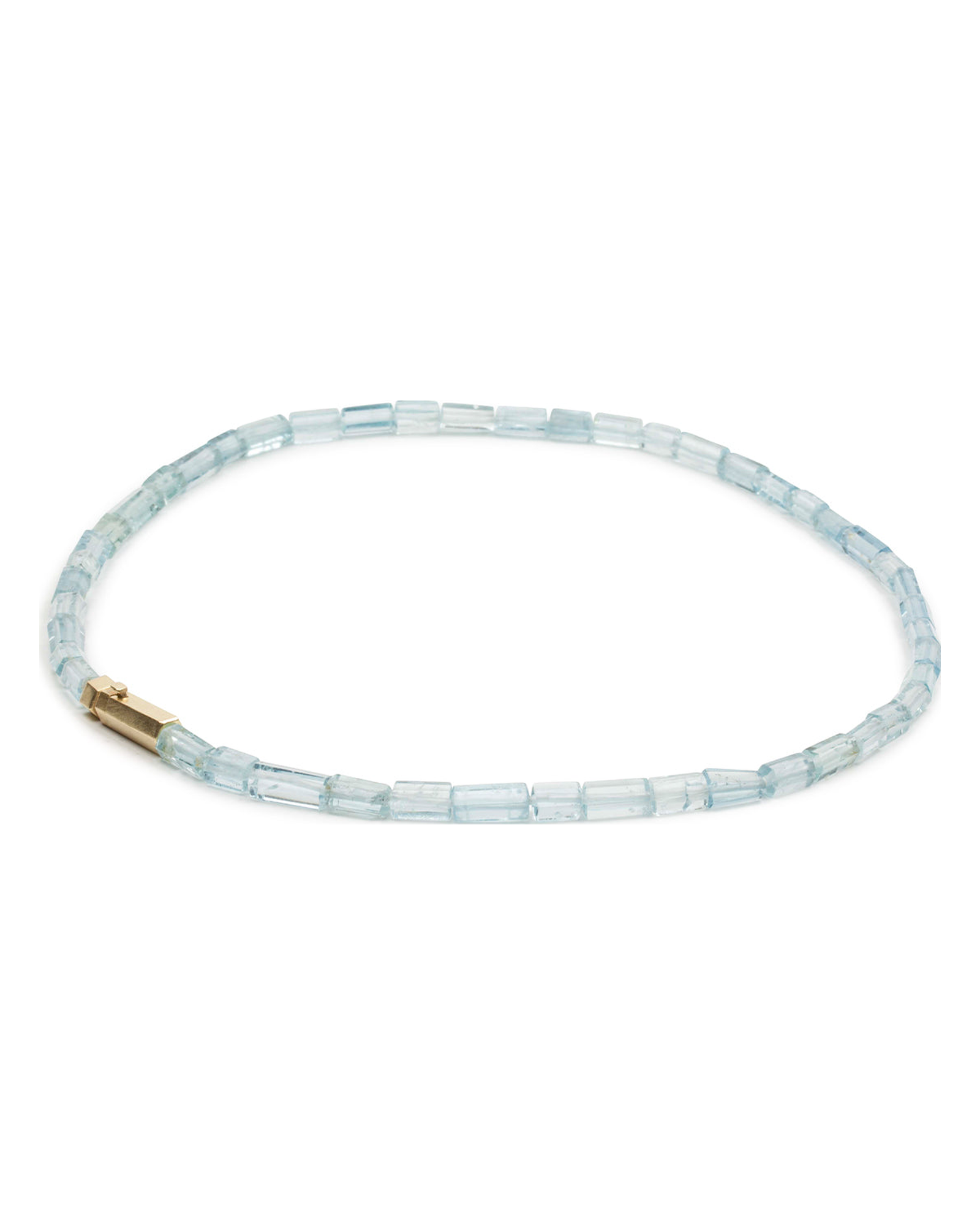 Blaue Aquamarinkette mit 750 Goldverschluss - Goldschmiede Krack