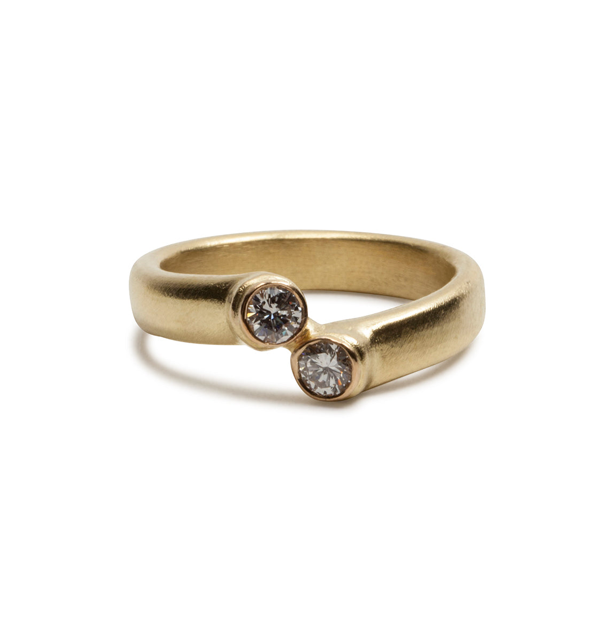 750 Goldring mit zwei weißen Vintage Brillanten - Goldschmiede Krack