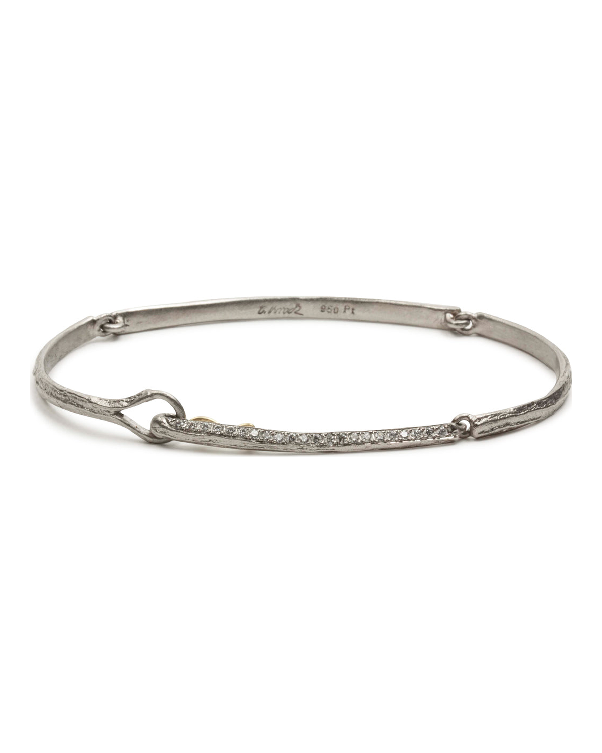 Strukturiertes 950 Platinarmband mit Brillanten - Goldschmiede Krack