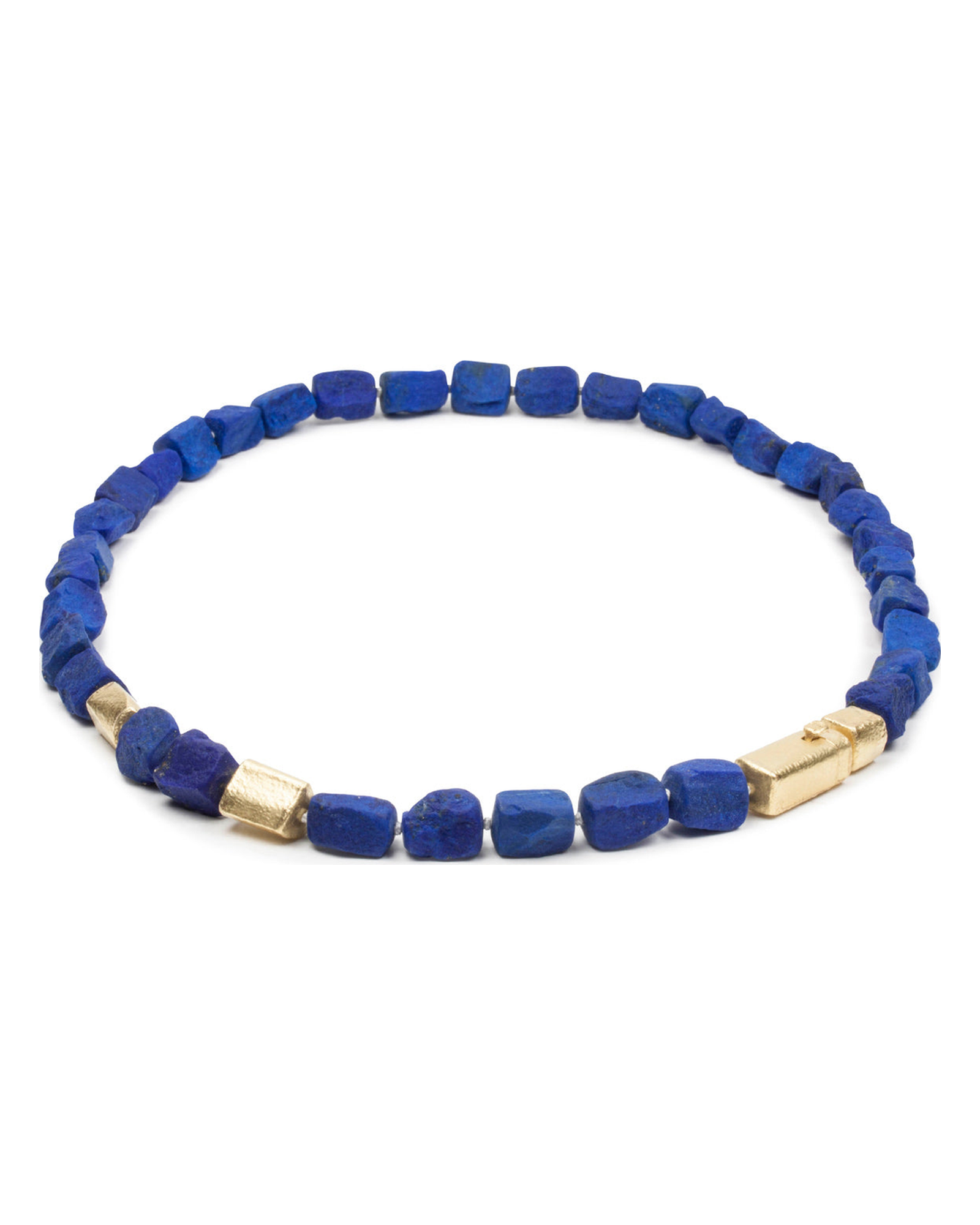 Große blaue Lapislazulikette mit 750 Goldelementen und passendem Goldverschluss - Goldschmiede Krack - Trauringe & Unikatschmuck aus Deidesheim