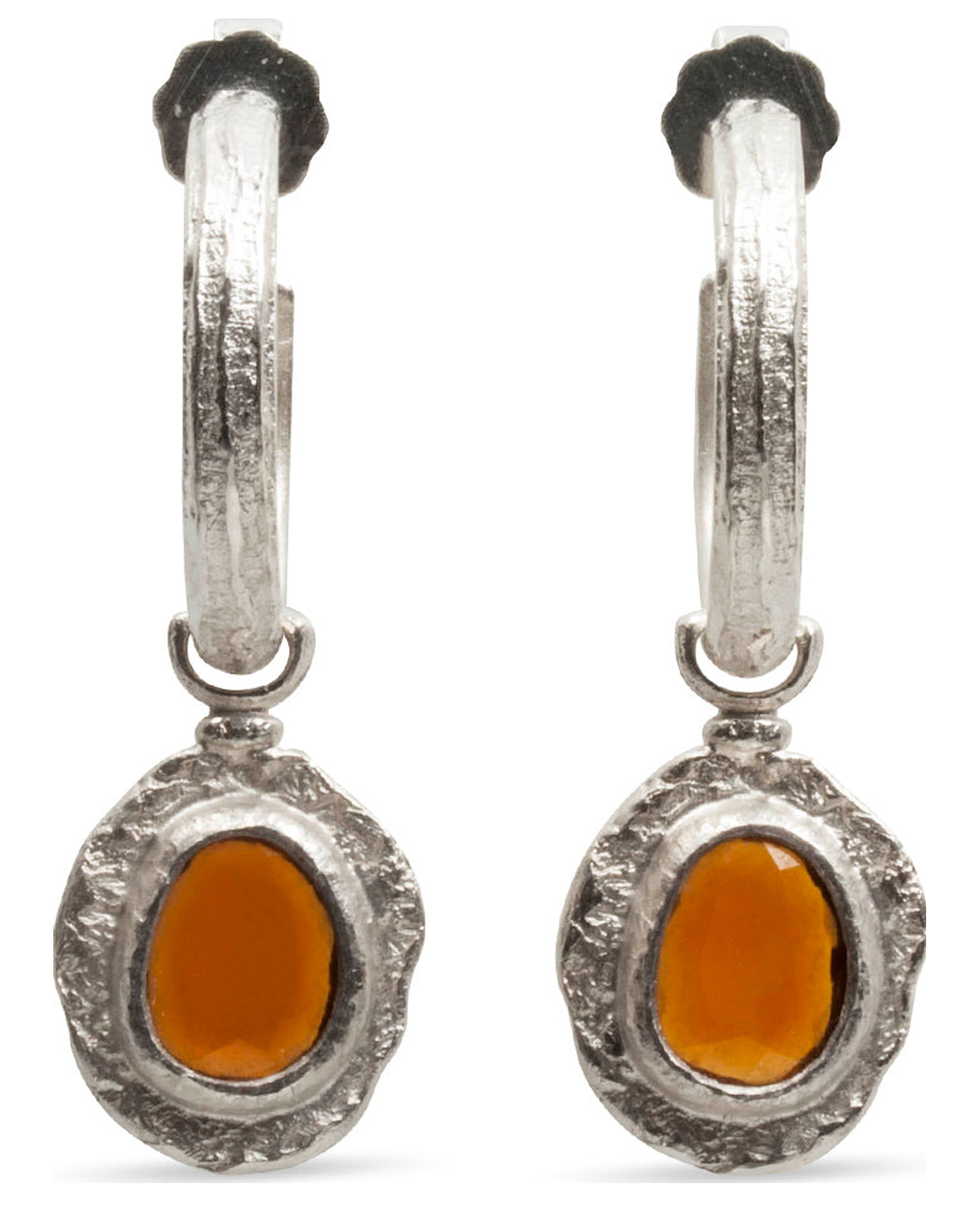 Abnehmbare 925 Silberanhänger mit braunem Turmalin für unsere Creolen - Goldschmiede Krack - Trauringe & Unikatschmuck aus Deidesheim
