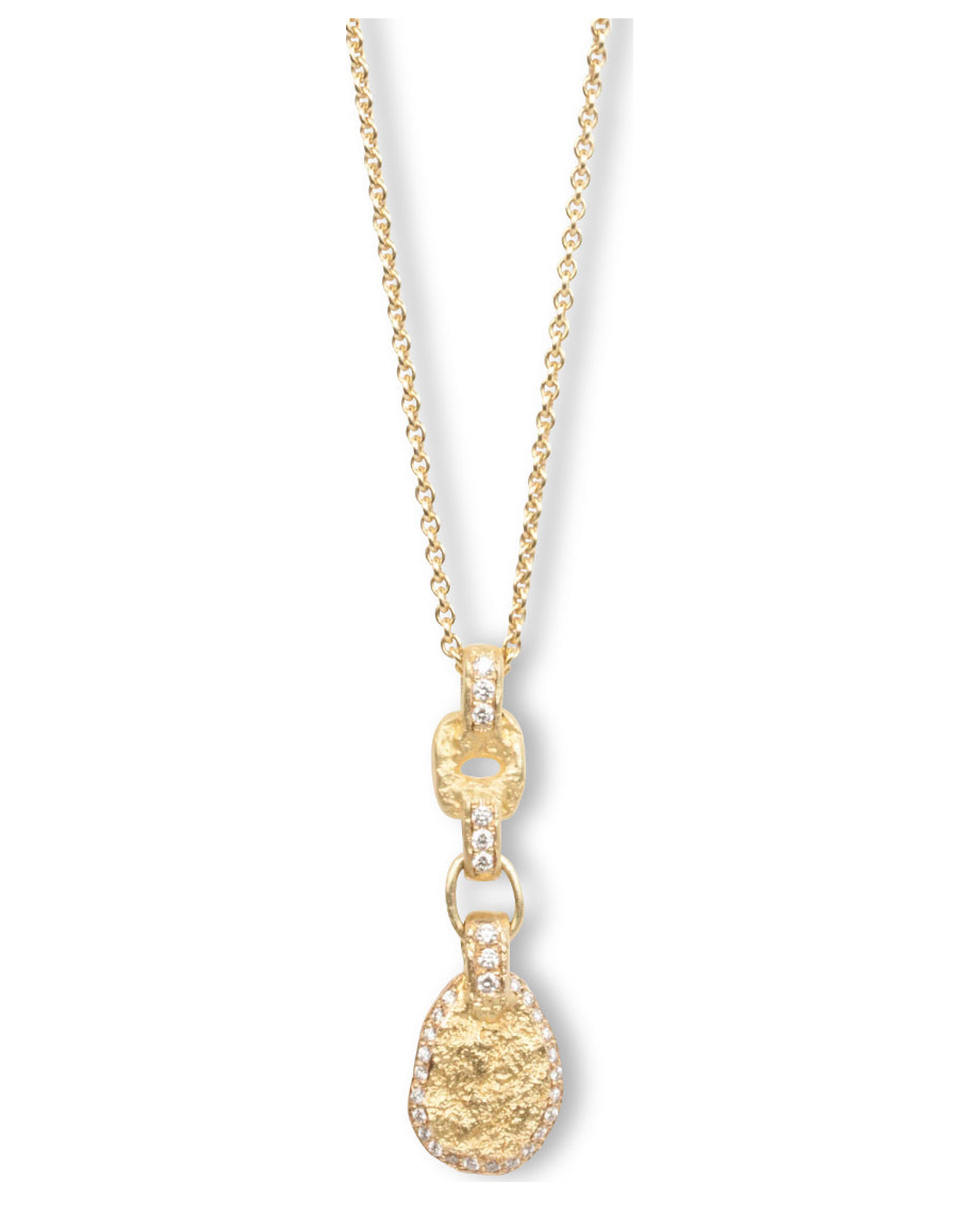 Nugget Pendent aus 750 Gold mit Brillanten und 750 Goldkette - Goldschmiede Krack - Trauringe & Unikatschmuck aus Deidesheim