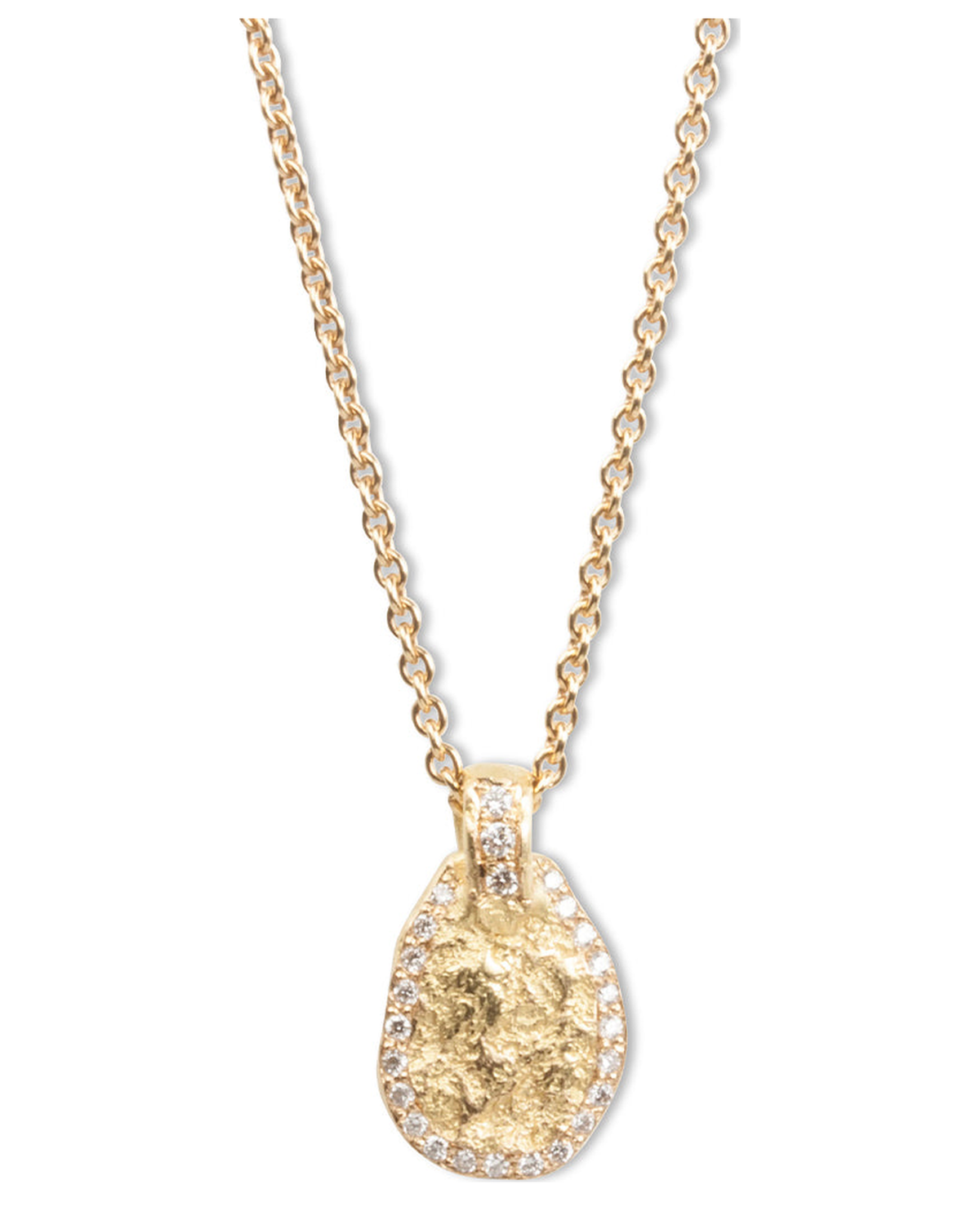 Nugget Pendent aus 750 Gold mit Brillanten und 750 Goldkette - Goldschmiede Krack - Trauringe & Unikatschmuck aus Deidesheim
