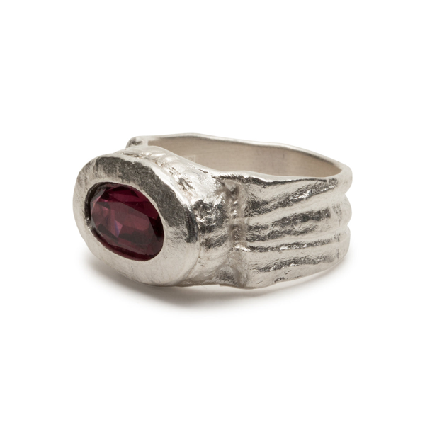 925 Silberring mit rotem Rhodolith - Goldschmiede Krack