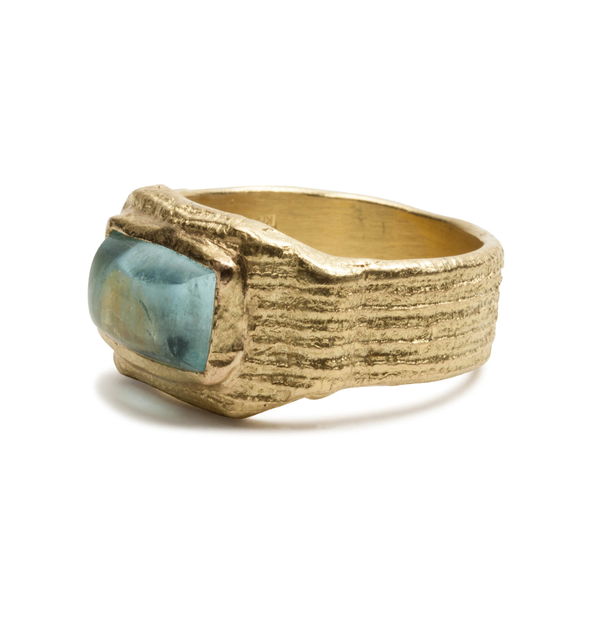 Großer 750 Goldring mit blauem antik-ovalen Aquamarin - Goldschmiede Krack