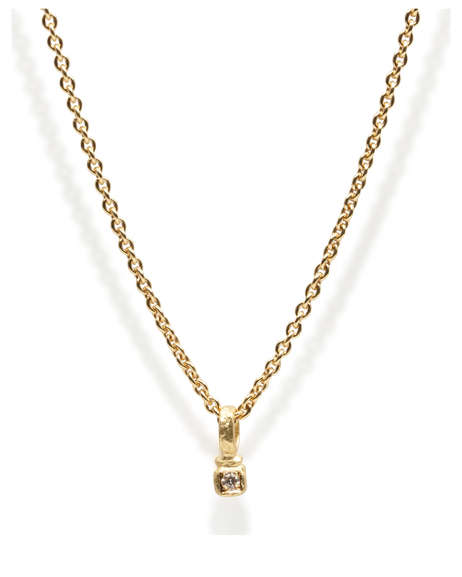 Zarter Würfelanhänger aus 750 Gold mit 0,02 ct Brillanten und 750 Goldkette - Goldschmiede Krack - Trauringe & Unikatschmuck aus Deidesheim