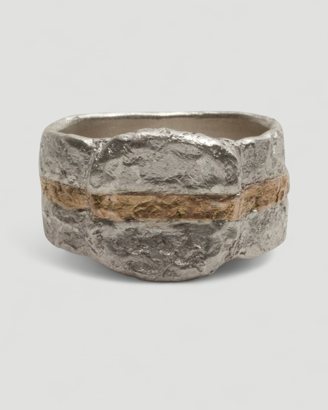 Breiter 925 Silberring mit 750 Goldstreifen - Goldschmiede Krack