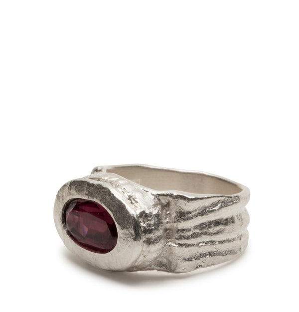 925 Silberring mit rotem Rhodolith