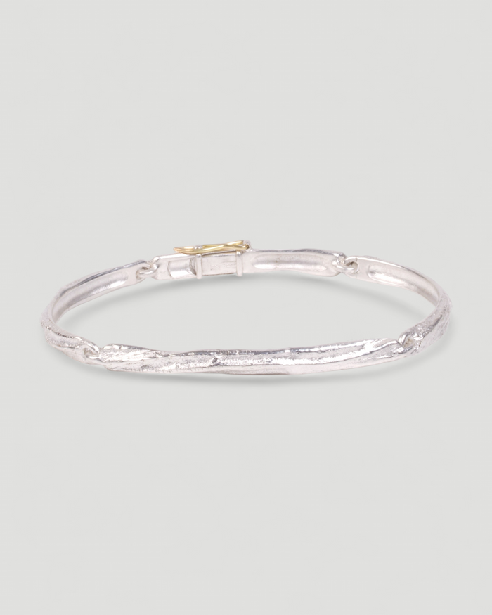 925 Silberarmband mit Tarmac-Struktur und 750 Gold Sicherheitsacht, Gesamtansicht