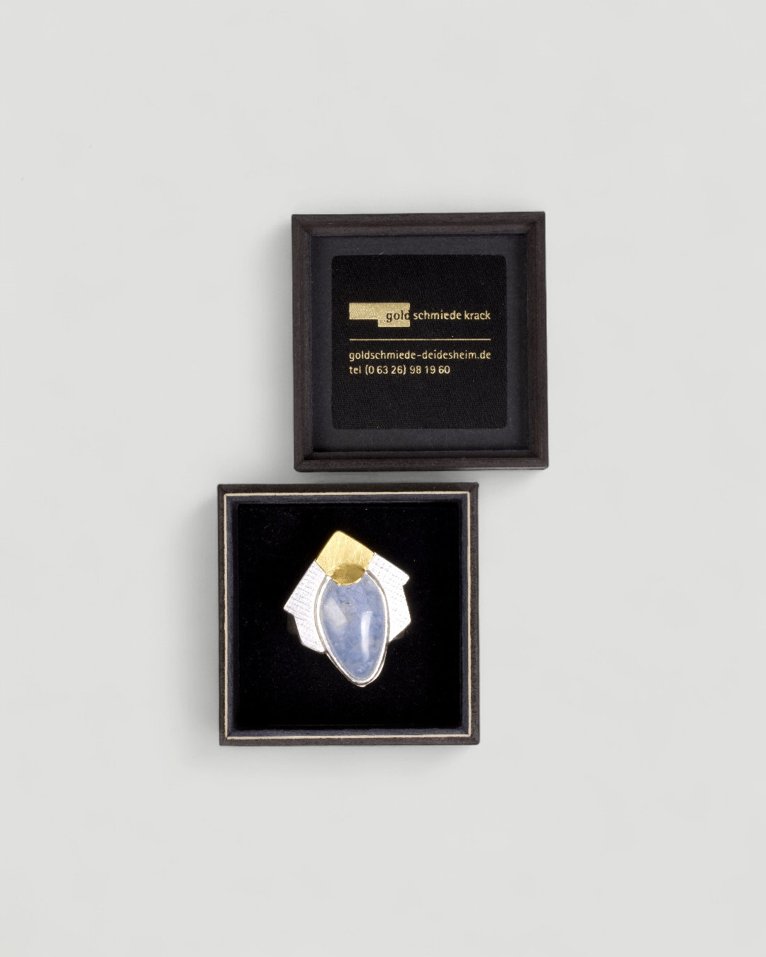 925 Silberring mit blauem Dumortierit-Quarz (9,42 ct) und Feingold, Ansicht 7