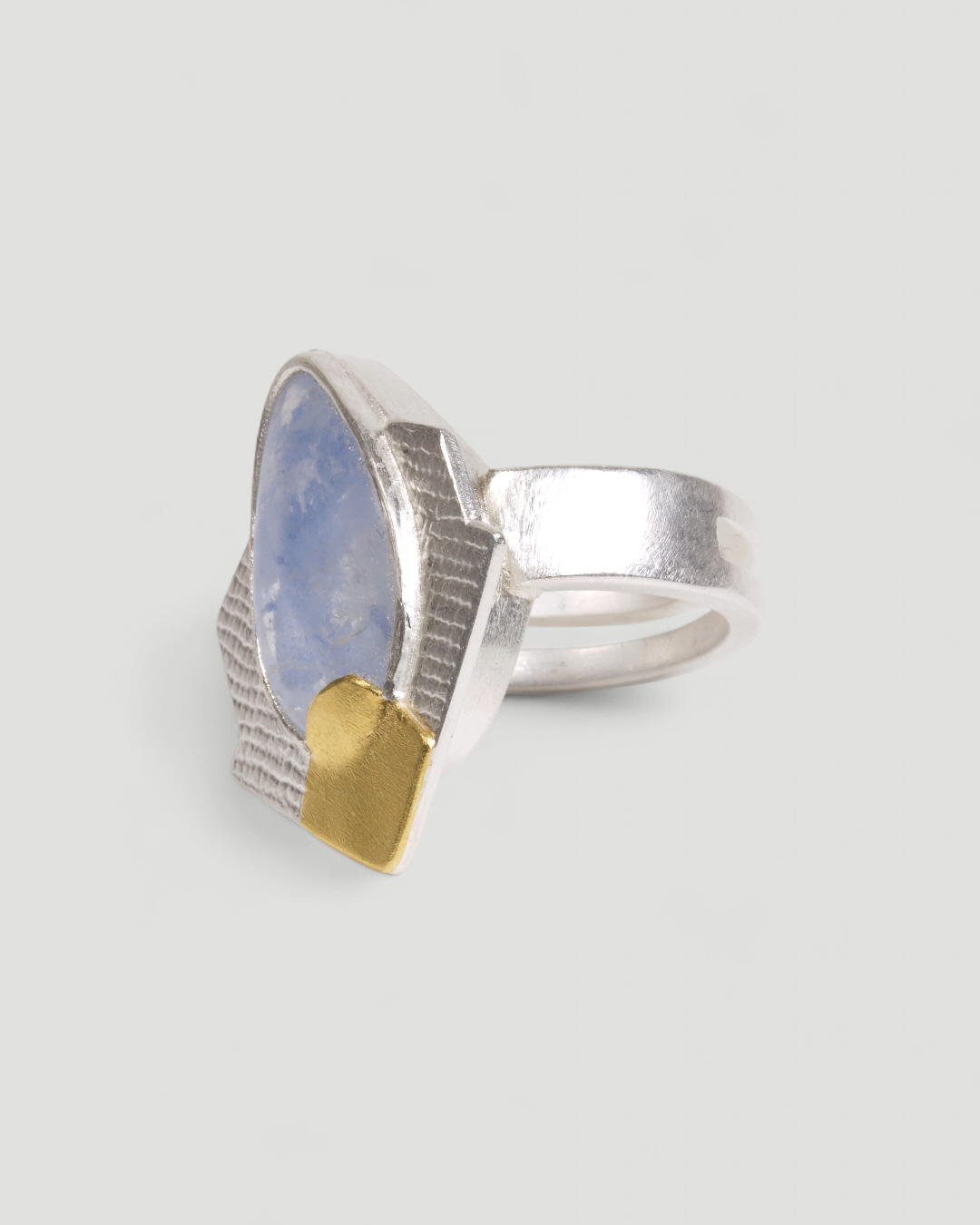 925 Silberring mit blauem Dumortierit-Quarz (9,42 ct) und Feingold, Ansicht 3