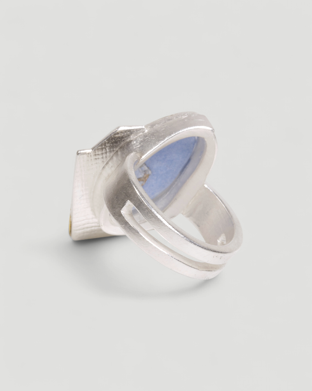 925 Silberring mit blauem Dumortierit-Quarz (9,42 ct) und Feingold, Ansicht 4
