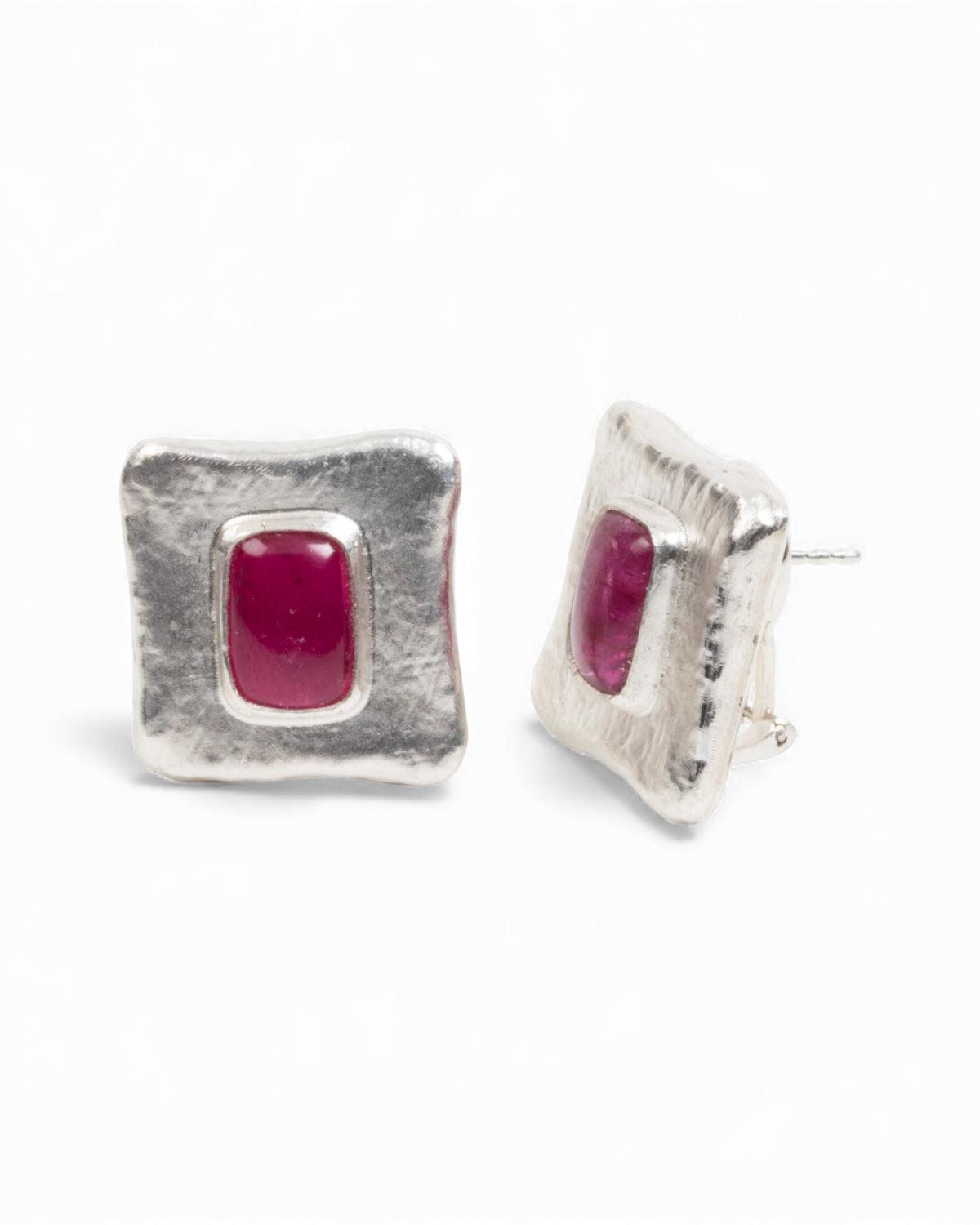 925 Silber Ohrschmuck mit roten Turmalinen (4,81 ct) - Unikat