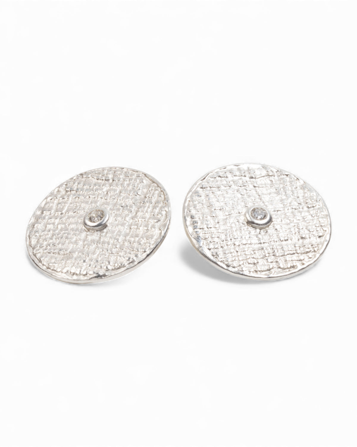 925 Silber Ohrstecker mit Brillanten – Struktur, Ø 28 mm