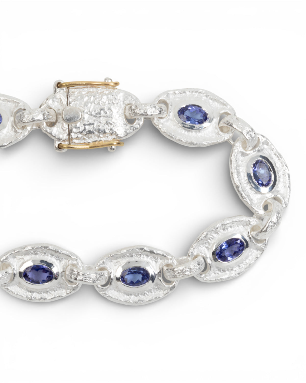 925 Silberarmband mit Tansanit (7.17 ct) und Gold - Goldschmiede Krack - Trauringe & Unikatschmuck aus Deidesheim