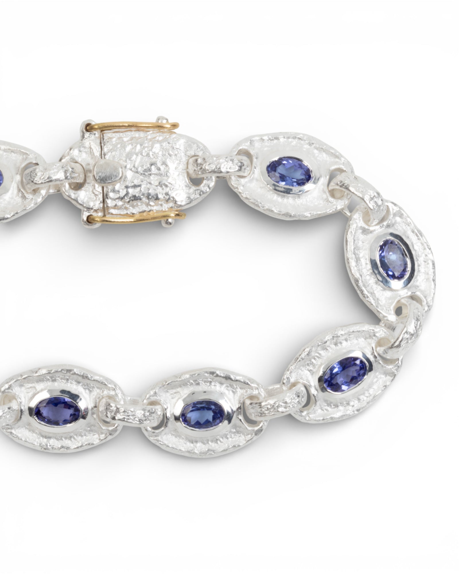 925 Silberarmband mit Tansanit (7.17 ct) und Gold - Goldschmiede Krack - Trauringe & Unikatschmuck aus Deidesheim