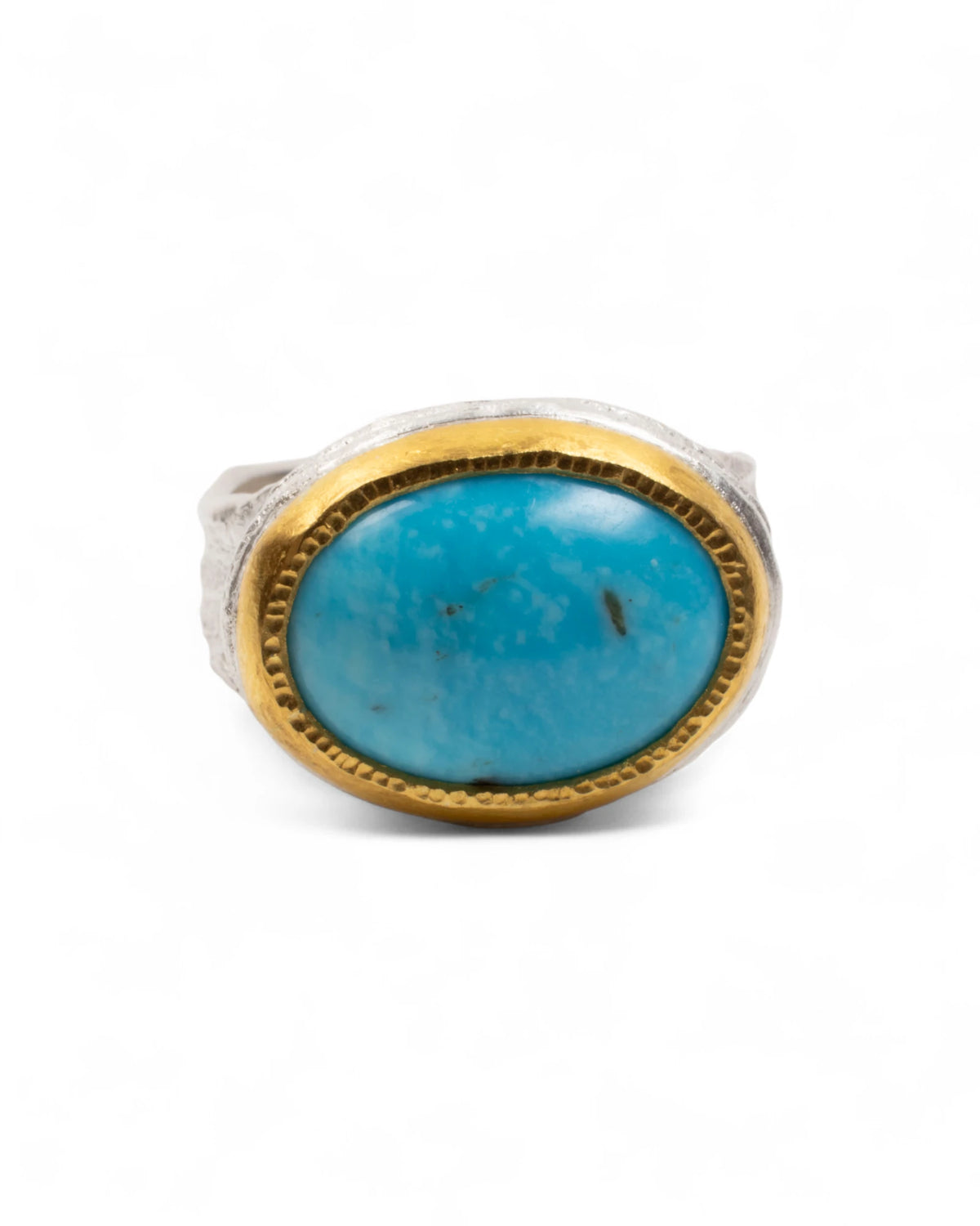 925 Silberring mit Türkis (8,37 ct) und 999-Feingoldfassung