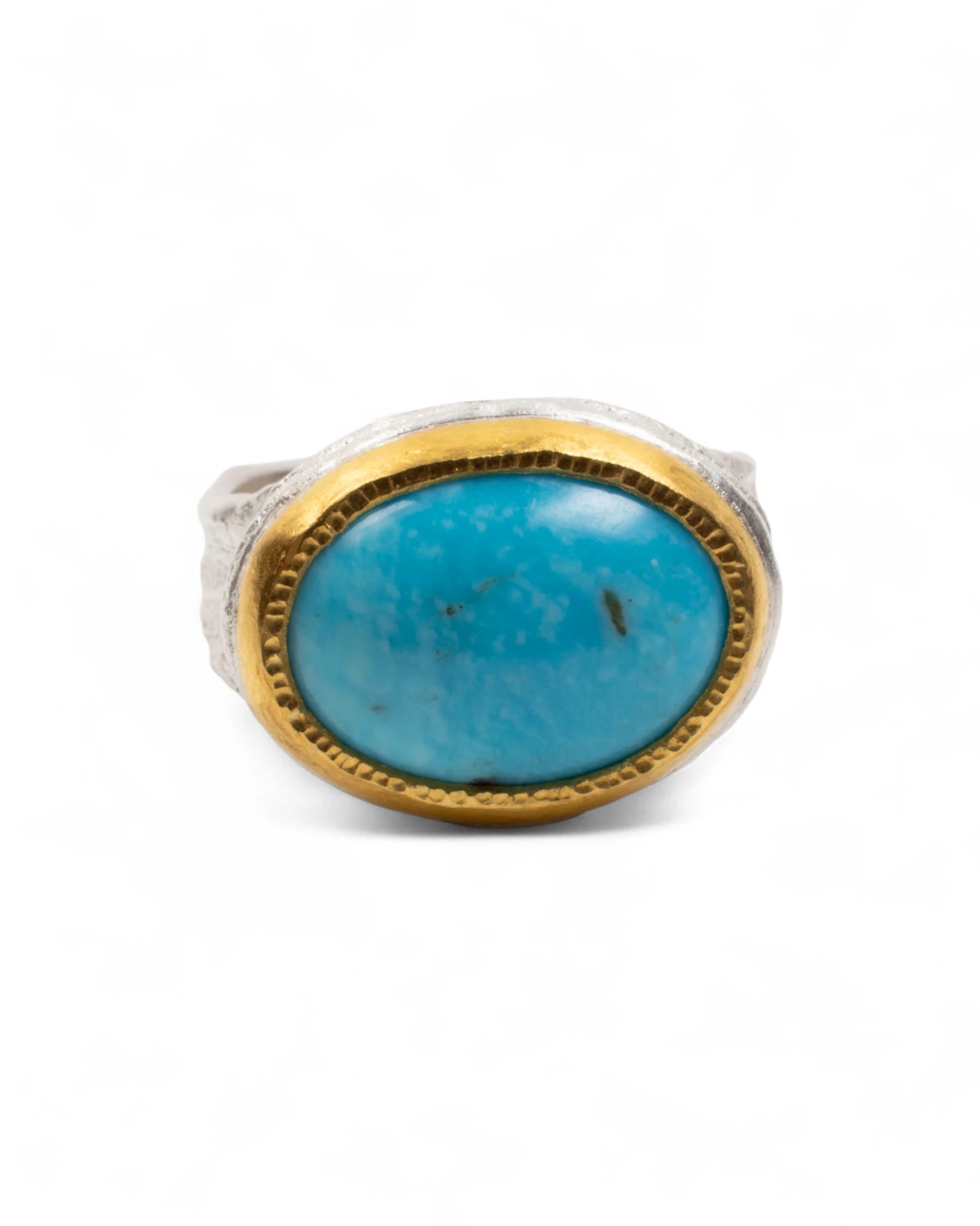 925 Silberring mit Türkis (8,37 ct) und 999-Feingoldfassung *reserviert