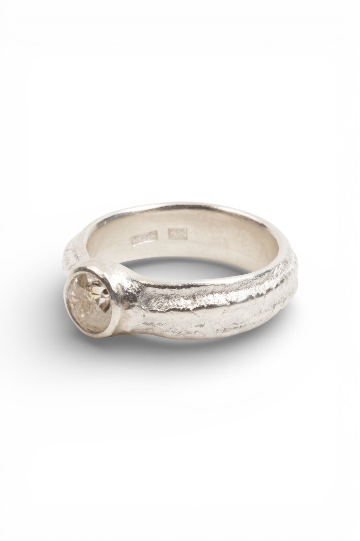 925 Silberring Tarmac-Struktur mit Brillant (1.03 ct) - Goldschmiede Krack - Trauringe & Unikatschmuck aus Deidesheim