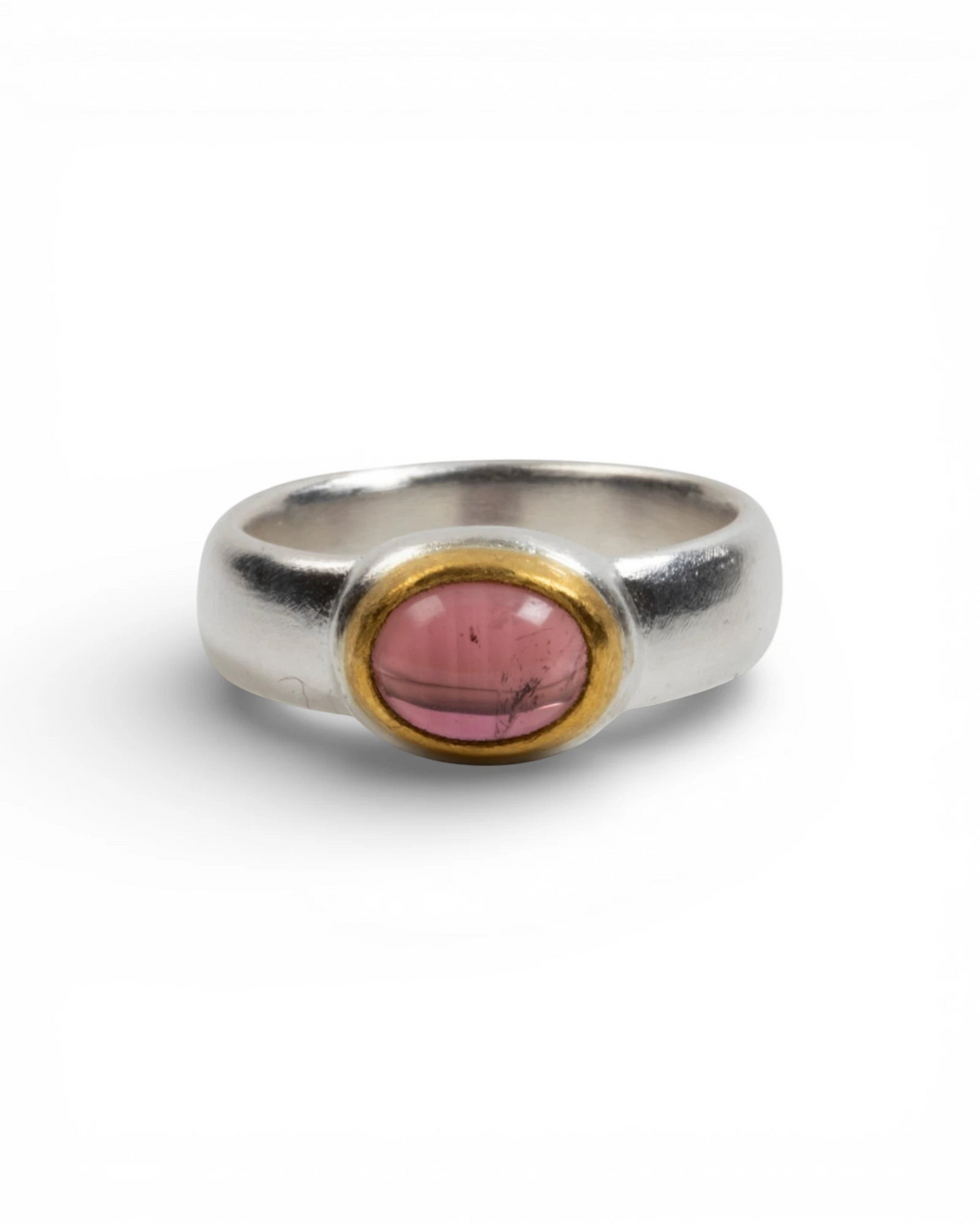 925 Silberring mit rotem Turmalin (2.34 ct) und 999 Feingold-Fassung - Goldschmiede Krack - Trauringe & Unikatschmuck aus Deidesheim