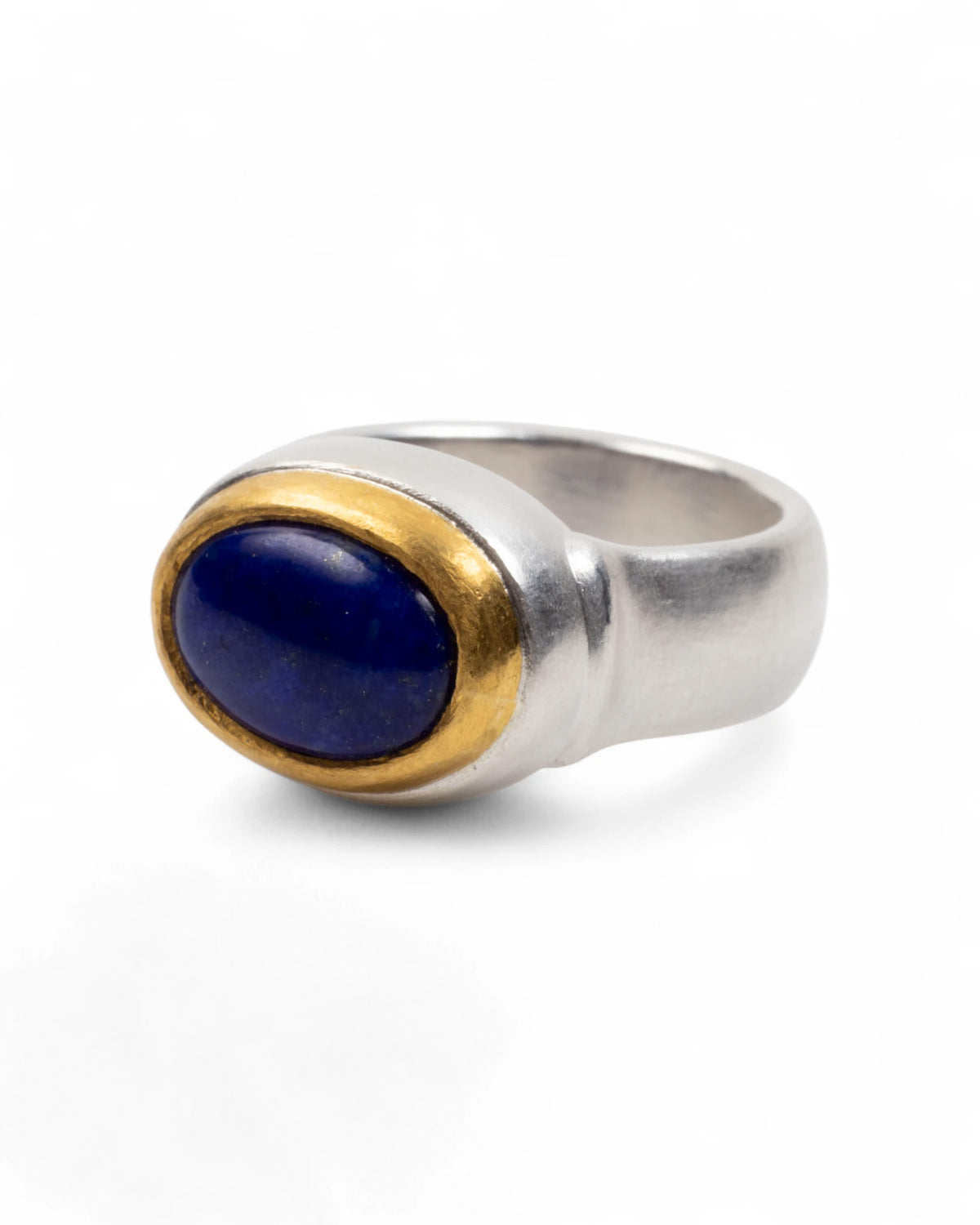 925 Silberring mit Lapislazuli (6.3 ct) und 999-Feingoldfassung