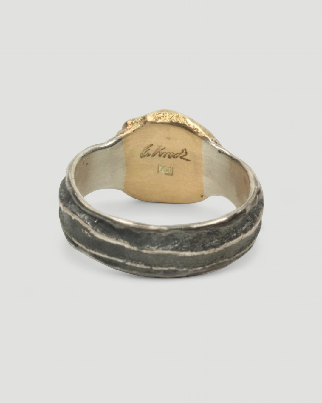 Geschwärzter 925 Silberring mit 750 Gold - Goldschmiede Krack