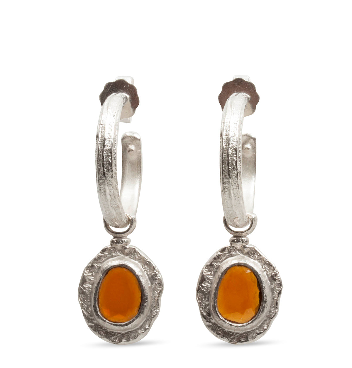 Abnehmbare 925 Silberanhänger mit braunem Turmalin für unsere Creolen - Goldschmiede Krack - Trauringe & Unikatschmuck aus Deidesheim