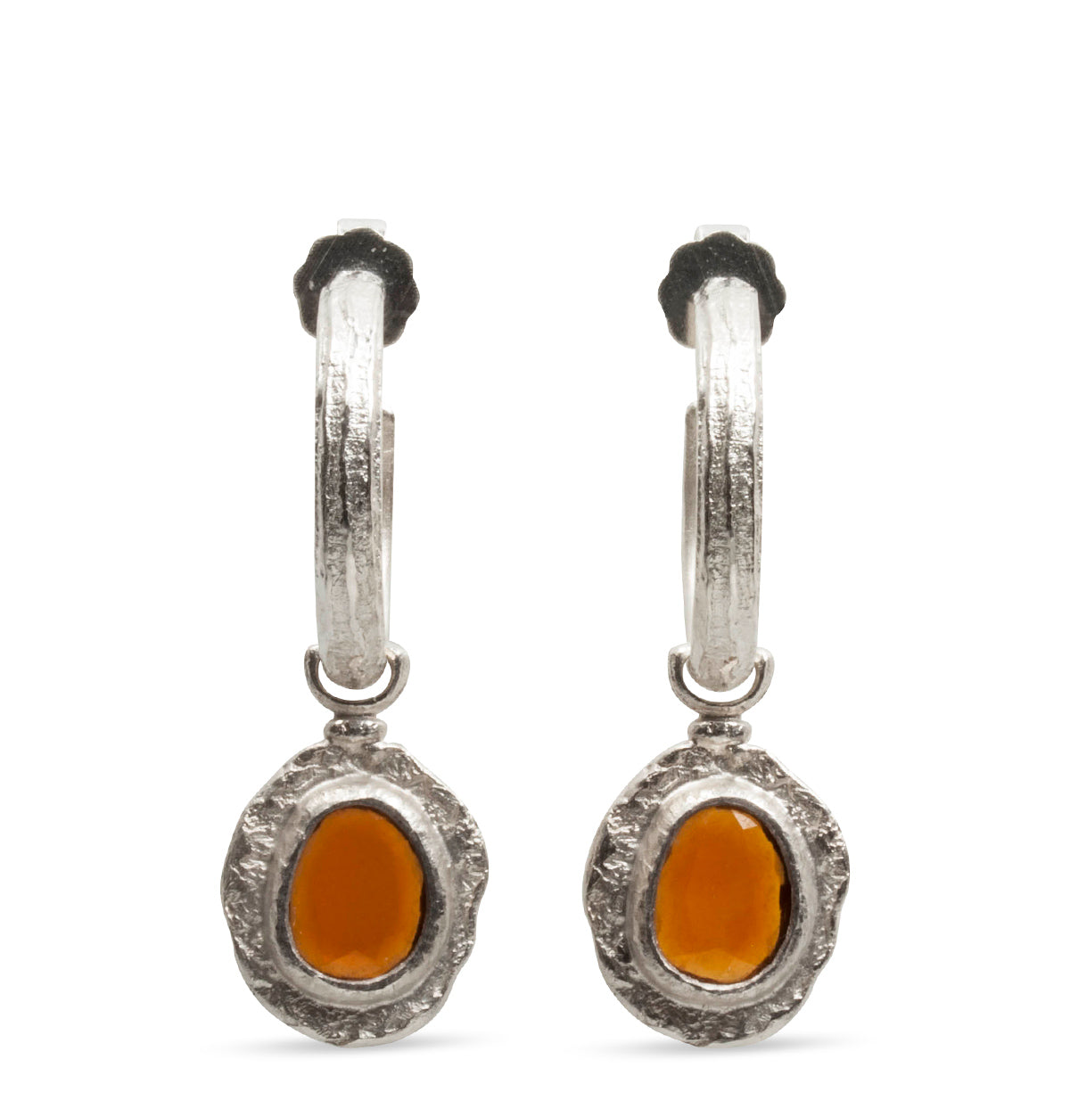 Abnehmbare 925 Silberanhänger mit braunem Turmalin für unsere Creolen - Goldschmiede Krack - Trauringe & Unikatschmuck aus Deidesheim
