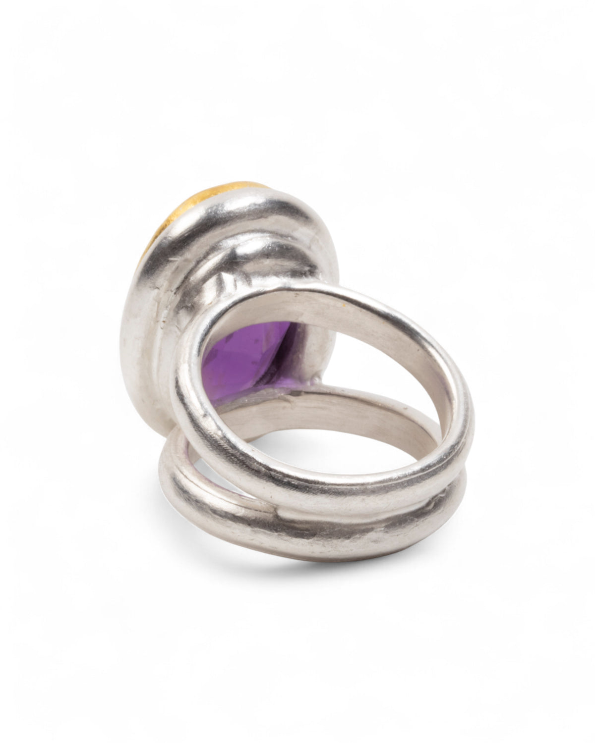 Amethyst-Ring in 925 Silber mit 999 Goldfassung