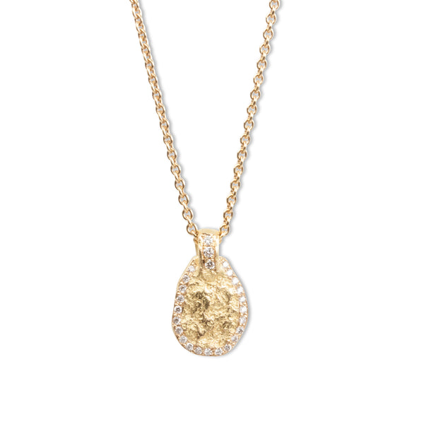 Nugget Pendent aus 750 Gold mit Brillanten und 750 Goldkette - Goldschmiede Krack - Trauringe & Unikatschmuck aus Deidesheim