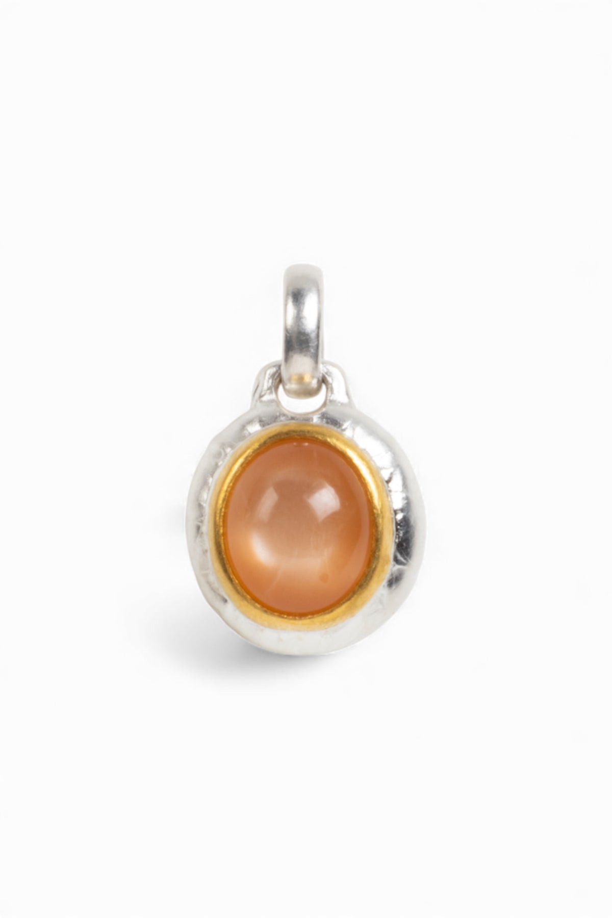 Anhänger mit braunem Mondstein-Cabochon (8.29 ct) in 925 Silber und Feingold