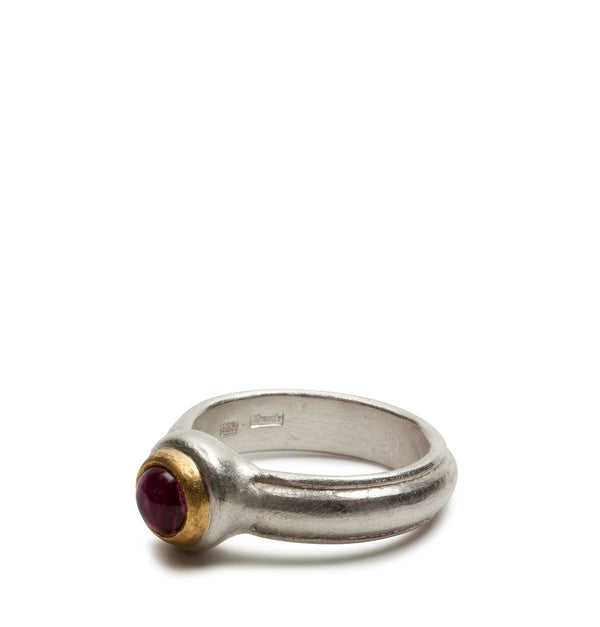 Bicolor 925 Silberring mit rosa Turmalin und Goldfassung