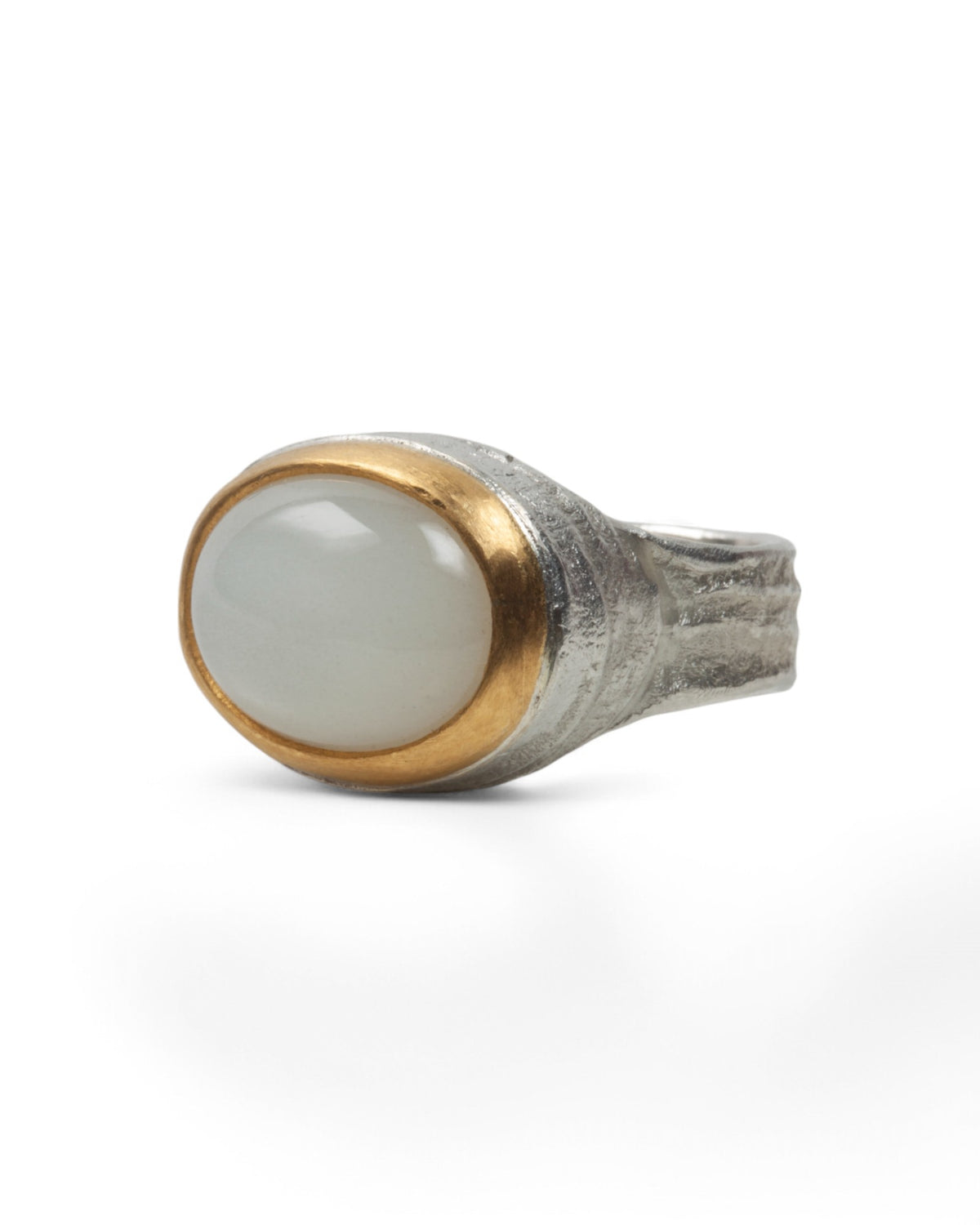 Bicolor 925 Silberring mit weißem Mondstein (13,04 ct)