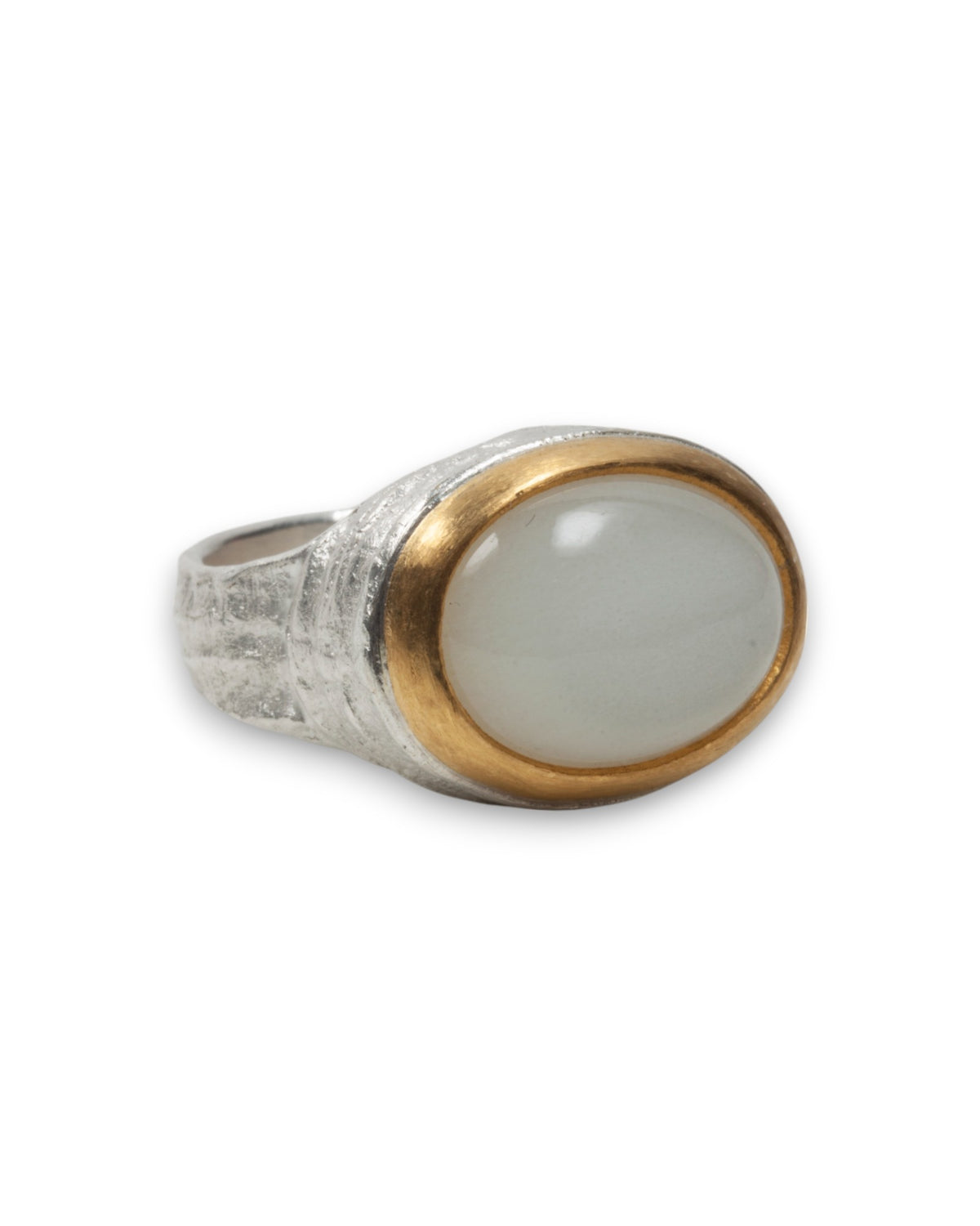 Bicolor 925 Silberring mit weißem Mondstein (13,04 ct)