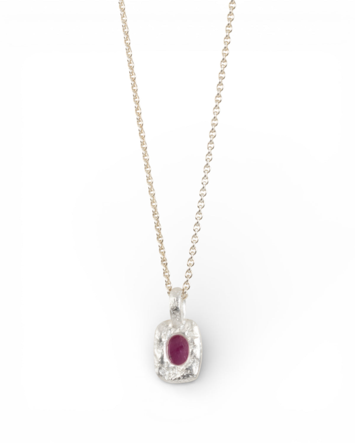 Bicolor organisch-eckiger 925 Silberanhänger mit pinken Rubin (0.80 ct) und Gold - Goldschmiede Krack - Trauringe & Unikatschmuck aus Deidesheim