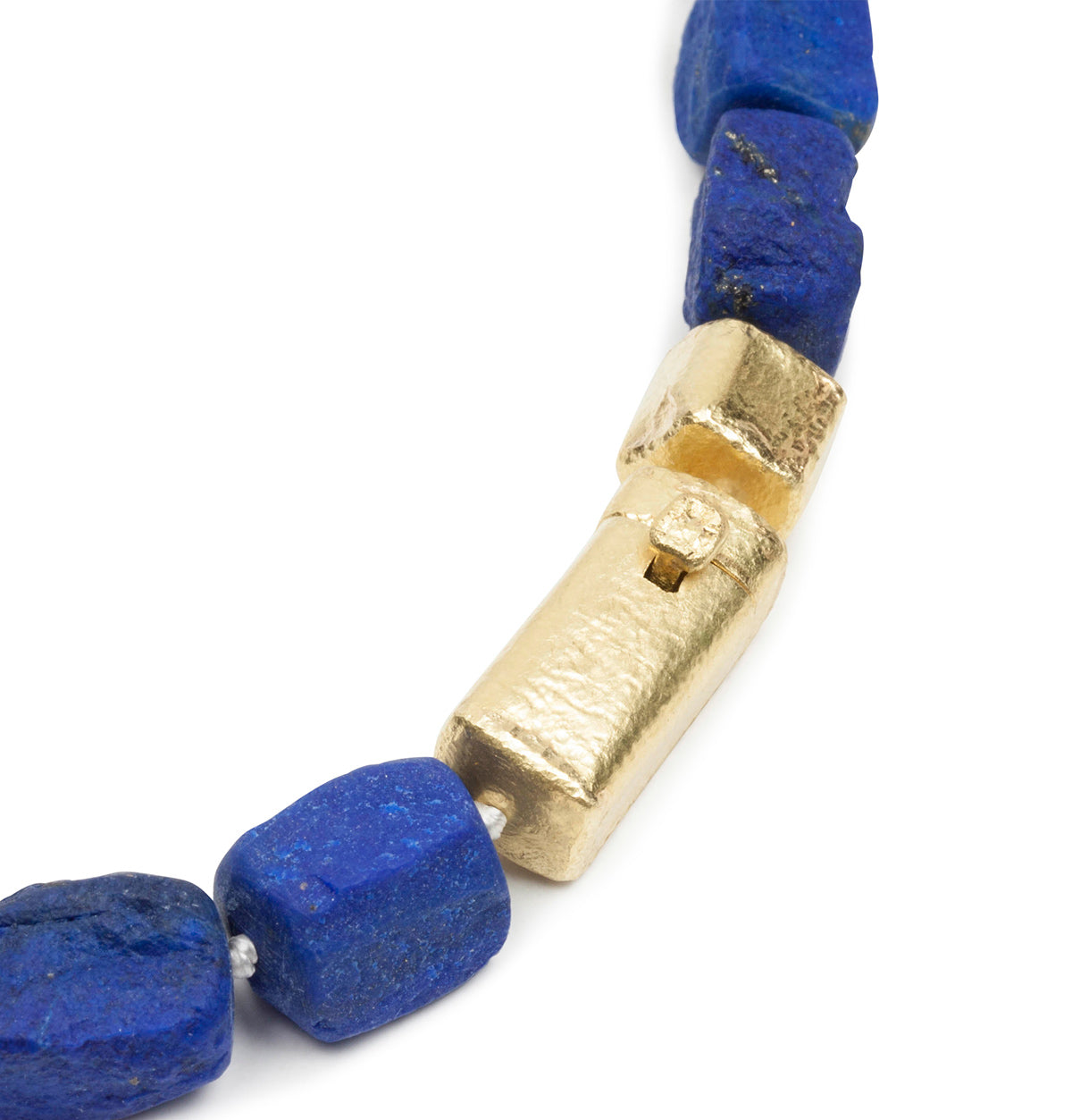 Große blaue Lapislazulikette mit 750 Goldelementen und passendem Goldverschluss - Goldschmiede Krack - Trauringe & Unikatschmuck aus Deidesheim