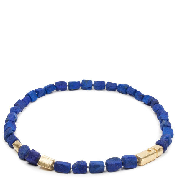 Große blaue Lapislazulikette mit 750 Goldelementen und passendem Goldverschluss - Goldschmiede Krack - Trauringe & Unikatschmuck aus Deidesheim