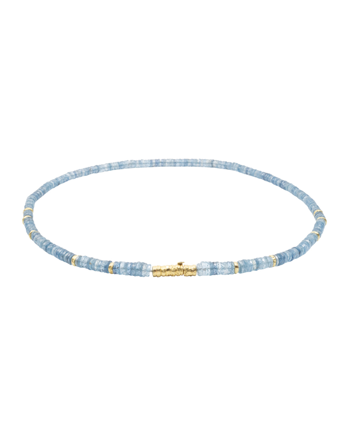 Blaue Aquamarin-Halskette mit 750 Goldverschluss und Zwischenteilen