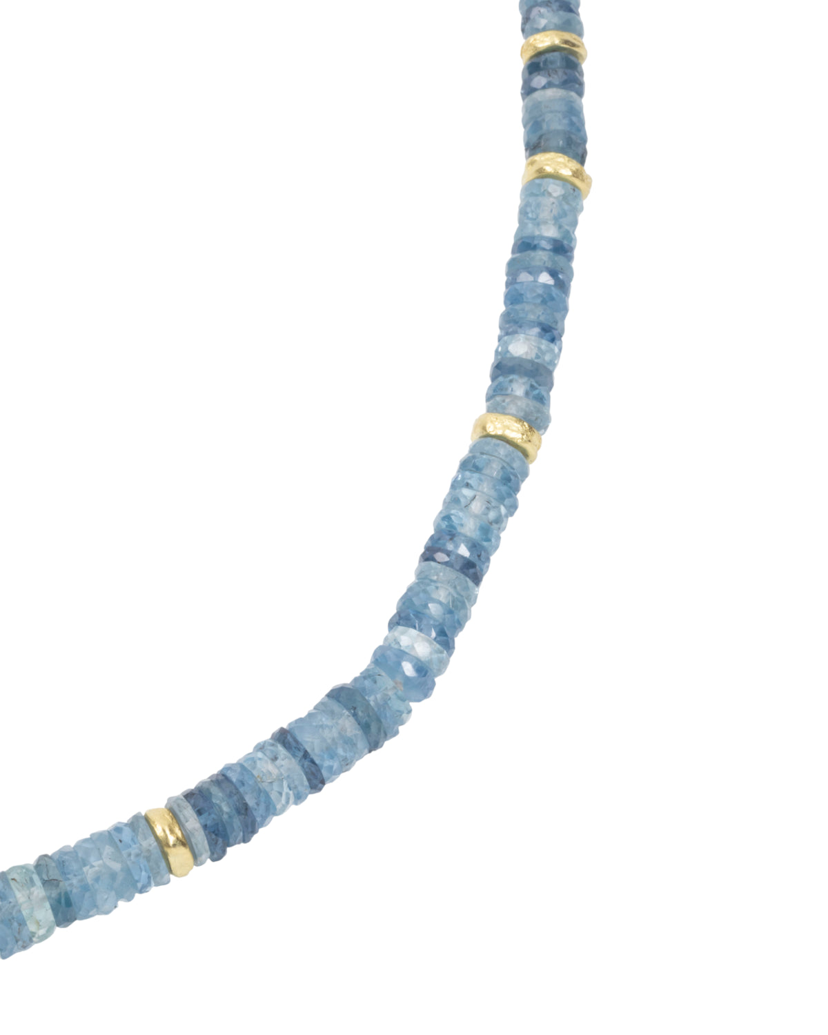 Blaue Aquamarin-Halskette mit 750 Goldverschluss und Zwischenteilen