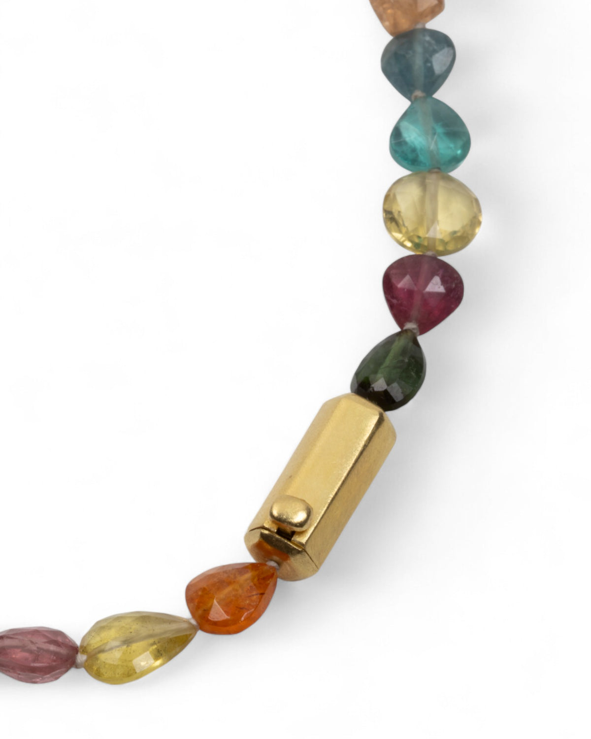 Bunte Turmalinkette mit 750 Goldverschluss
