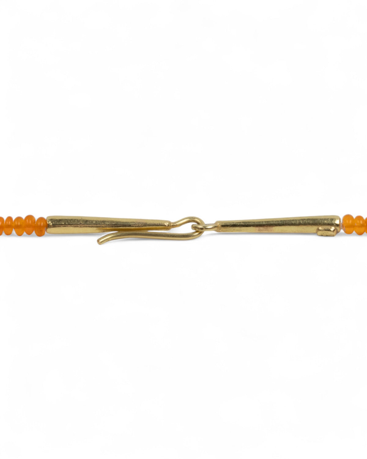 Edelsteinkette aus orangefarbenem Feueropal mit 750er Goldelementen und Hakenverschluss