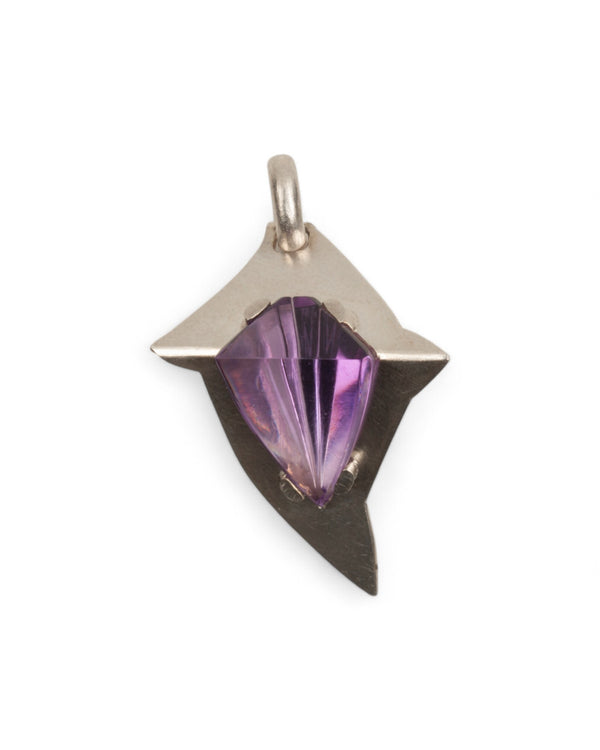 Futuristischer 925 Silber Anhänger mit Amethyst