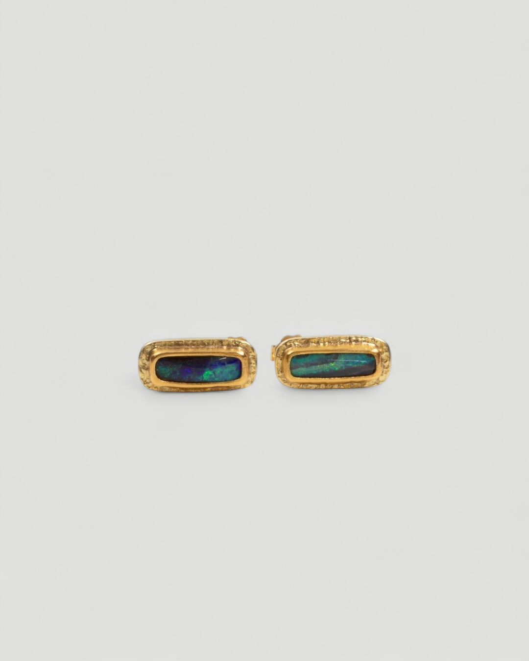 750 Gelbgold Ohrstecker mit Boulderopal (2,8 ct), 999 Feingold-Fassung - Goldschmiede Krack