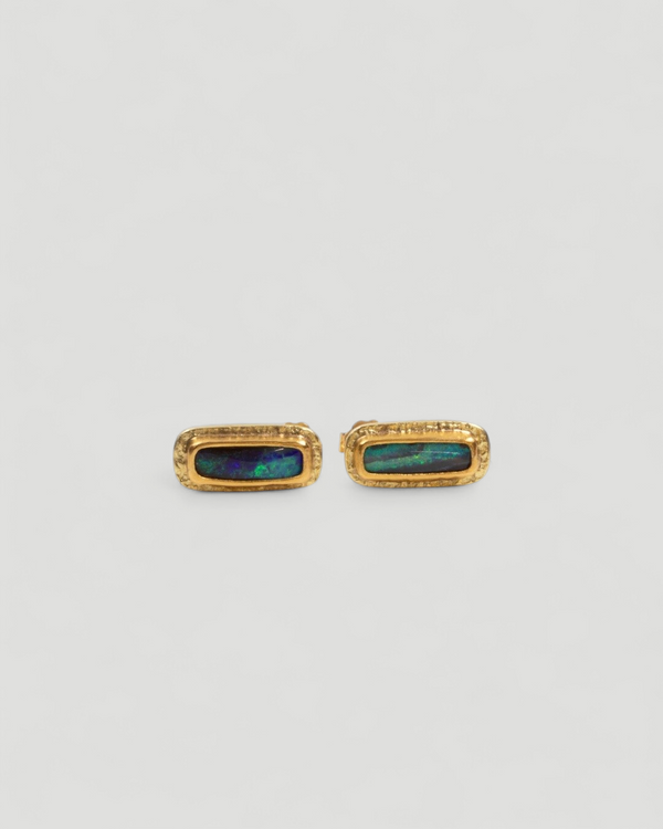 750 Gelbgold Ohrstecker mit Boulderopal (2,8 ct), 999 Feingold-Fassung - Goldschmiede Krack