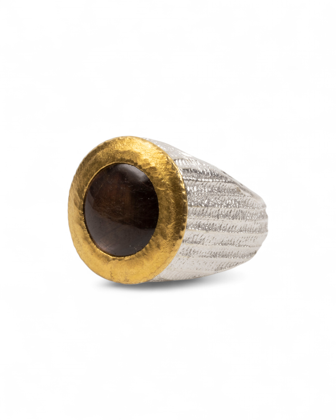 925 Silberring mit Sternsaphir (16,54 ct) und 999 Feingold - Goldschmiede Krack