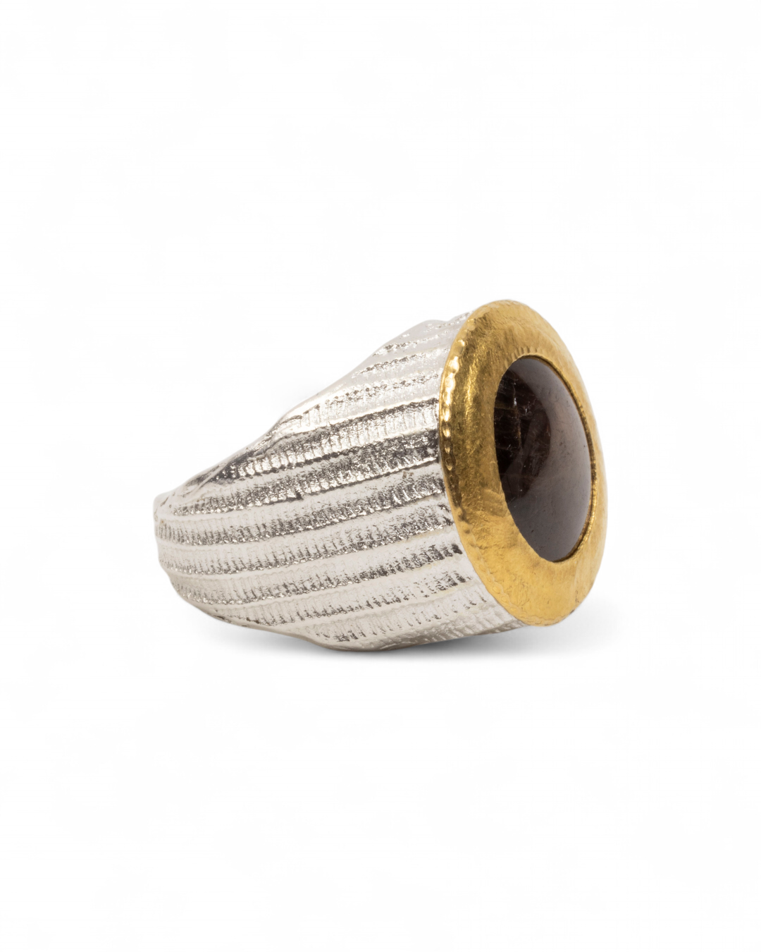 925 Silberring mit Sternsaphir (16,54 ct) und 999 Feingold - Goldschmiede Krack