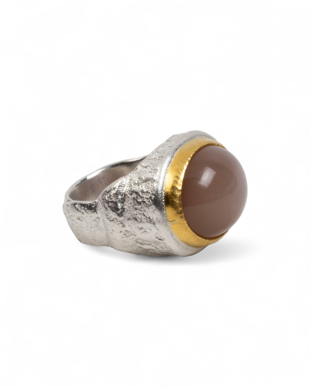 925 Silberring mit Mondstein (21,30 ct) und 999 Feingold - Goldschmiede Krack