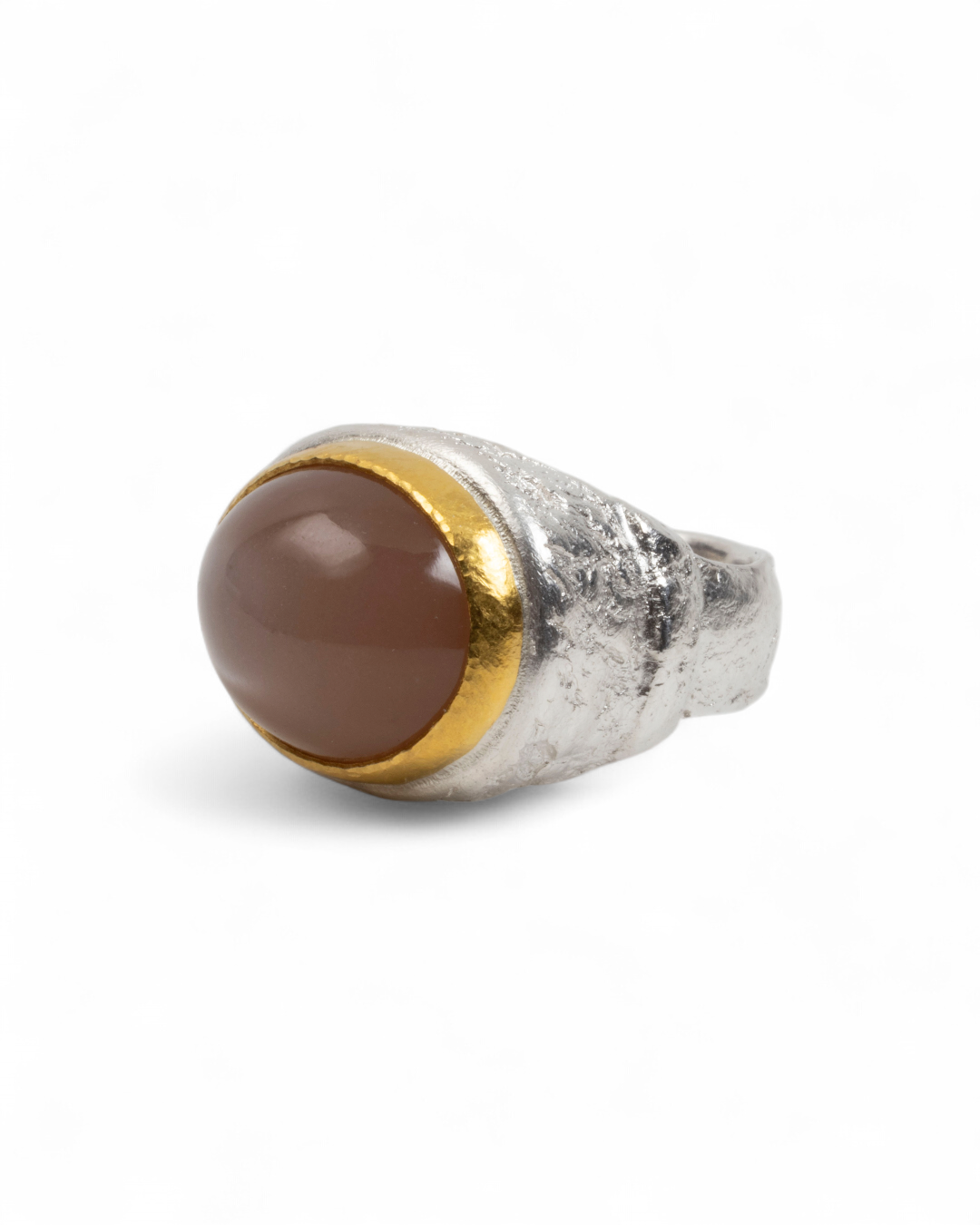925 Silberring mit Mondstein (21,30 ct) und 999 Feingold - Goldschmiede Krack